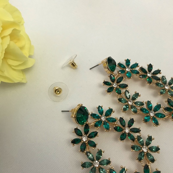 Flower Gold-Tone Drop Earrings - Picture 9 of 17